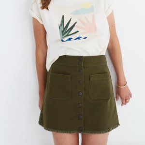 Madewell Raw-Hem A-Line Mini Skirt in Kale